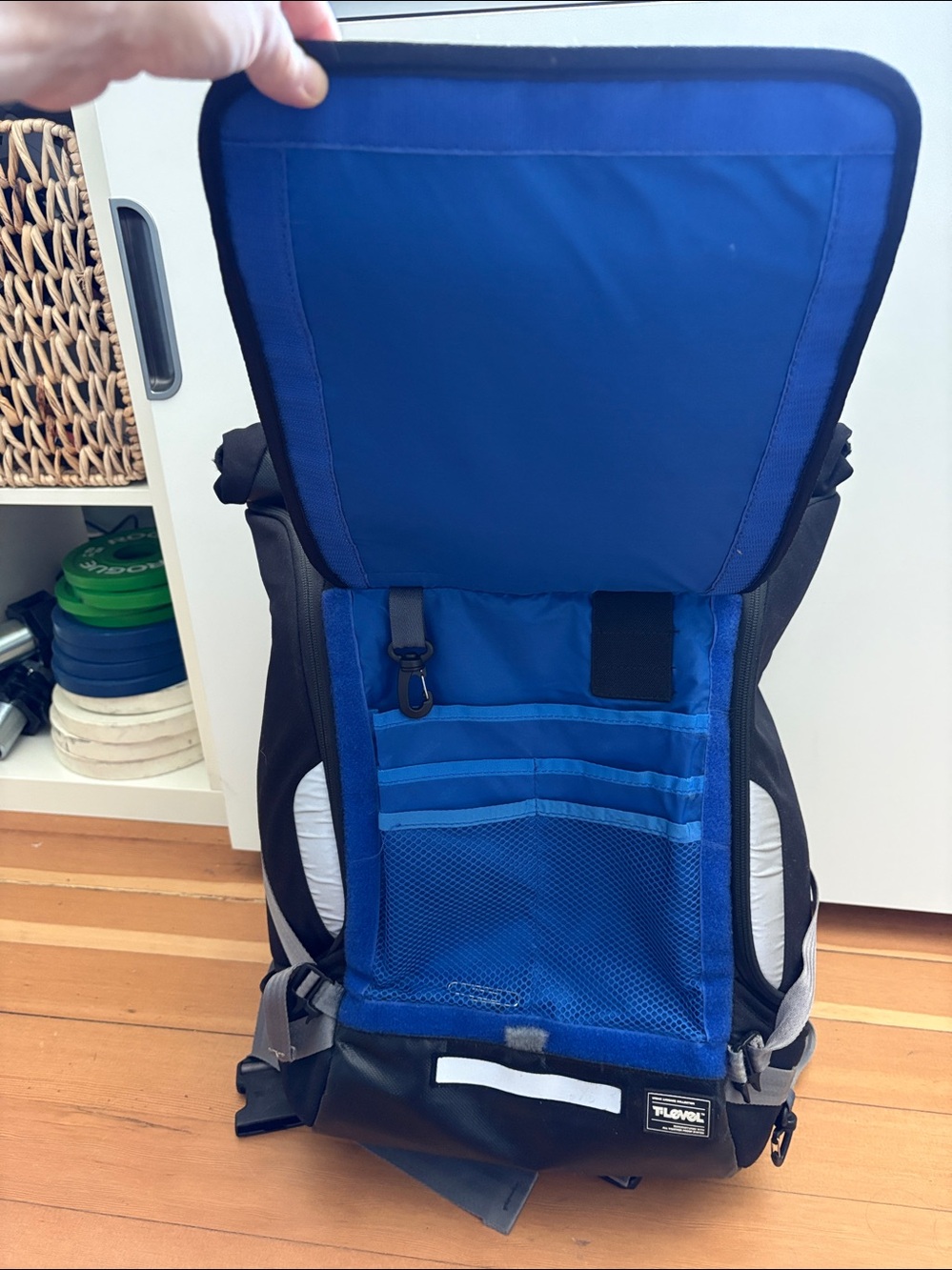 T-Level South Korean Black and Gray Roll-Top Backpack - Picture 5 of 7